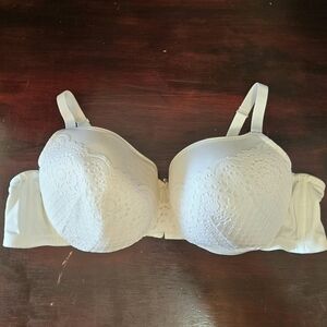 50B CACIQUE Womens White Lined Underwire Back Closure Adjustable Demi Bra